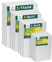 Stretched Canvases 12 Pack for Painting with 11X14, 9 X12, 8X10, 5X7(3 of Each), - £31.83 GBP