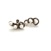 Mikimoto Estate Akoya Pearl Earrings Sterling Silver 5.5 mm 5.1 Grams M254 - £197.04 GBP
