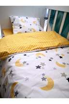 Baby Kids Duvet Cover Set 70x110 For Park Crib Yellow Moon Star Yellow Polka Dot - £48.76 GBP