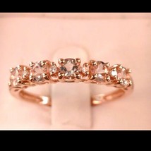 Eternity Accatastabile Ring Diamanti Finti Fede Nuziale 14K Rosa Placcato Oro - £218.69 GBP