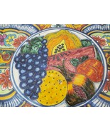 Talavera Mexico Handmade Ceramic Platter Oval Plate Wall Hanging Fruits 19&quot; - £79.00 GBP