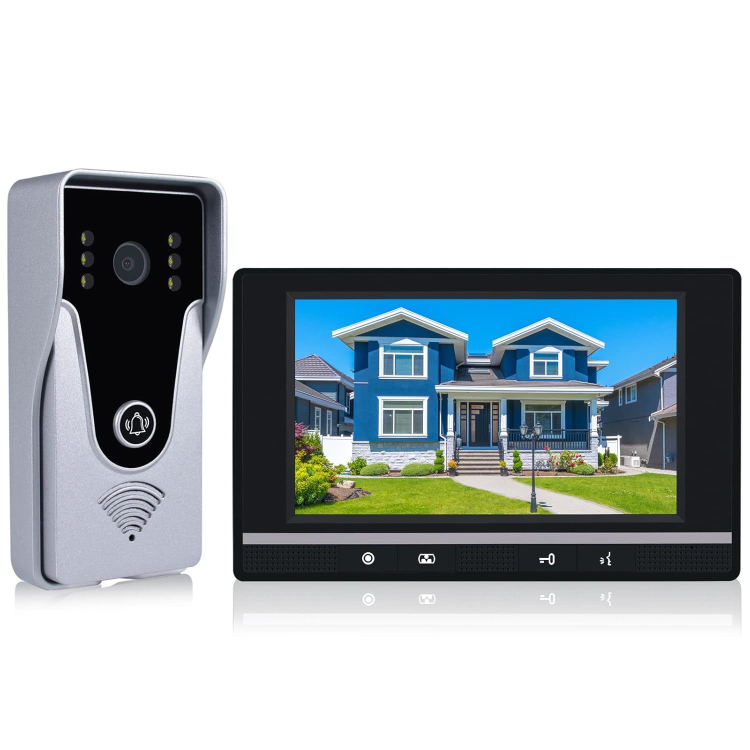 Wired Video Intercom System, With 7 Inches Monitor And Aluminum Alloy Doorbell C