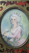 Antique Watercolor On Waffer Miniature Portrait Signed Rancourt - £191.71 GBP