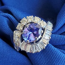 Earth mined Tanzanite Diamond Engagement Statement Ring 2.8ct Solitaire 14k Gold - $10,267.18 CAD