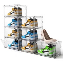 8 Pack Shoe Boxes Clear Plastic Stackable, Large Shoe Storage Organizer ... - $110.19