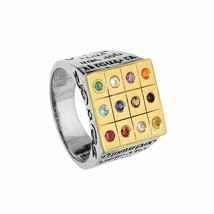Kabbalah Ring Priestly Breastplate Hoshen 12 Tribes Sterling Silver 925 Gold 9k - £351.79 GBP