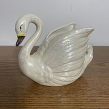 VINTAGE Iridescent Swan Lusterware Ceramic Small Planter 6” Hand Painted Japan - £14.31 GBP