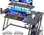 L Shaped Gaming Desk With Led Lights And Outlets, Pc Gaming Desk With Mo... - £188.22 GBP