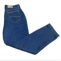 Vintage Lee Jeans Straight Leg 18 Petite ACTUAL 32 X 30 Dark Wash Mom High Rise - £10.21 GBP