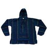 VINTAGE Black AZTEC Hoodie FESTIVAL HIPPY BAJA Pullover Sweater XL 90s - $25.00
