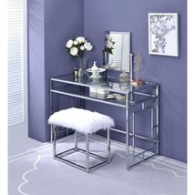 Glass Makeup Vanity Dressing Table Set Dresser Desk Mirror Drawers W/ Stool - £343.23 GBP