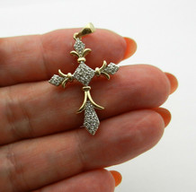 Fancy Style 10k eBYellow Gold Over Diamond 0.45 CT CROSS Charm Pendant Necklaces - £100.83 GBP