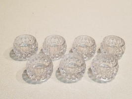 Vintage Set of Seven (7) Diamond Cut Glass Oval Faceted Salt Cellers Dish - £11.80 GBP