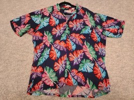 Islander Hawaiian Shirt Men&#39;s L Button Up Floral Leaves AOP ALL-OVER VTG... - £9.52 GBP