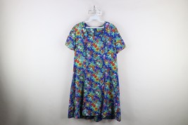 Vintage 60s 70s Mid Century Modern Womens Size Large Flower Short Sleeve... - $44.50