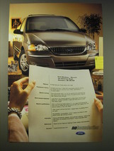 2002 Ford Windstar Ad - Ford Windstar - Resume The American Road - $18.49