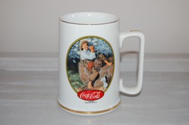 Coca-Cola Ceramic Stein with Vintage Advertising Art Work Scenes  Gold Rim - £11.59 GBP