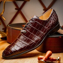 Marco Di Milano Genuine Alligator Oxford Leather Shoes Bono Brown image 10