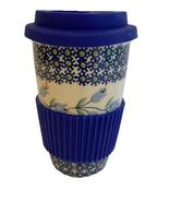 Polish Pottery Boleslaviec Ceramic Travel Mug with Silicone Lid and Grip - €16,43 EUR