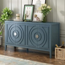 Retro Sideboard: Circular Groove &amp; Metal Handle - $425.99