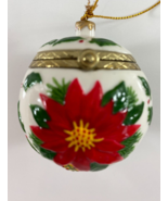 Poinsettia Ceramic Trinket Ball Christmas Tree 2.5 in Ornament - $19.79