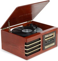 Victrola Wooden Music Center, Mahogany, Improved Stereo Sound, Bluetooth Output, - £115.81 GBP