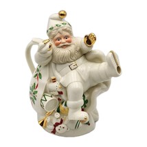 Lenox Holiday Santa Teapot Christmas Figurine Porcelain Gold Trim 9.5in ... - $1,100.11 MXN