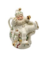 Lenox Holiday Santa Teapot Christmas Figurine Porcelain Gold Trim 9.5in ... - $1,100.11 MXN