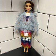 Barbie Extra Doll #9 In Blue Ruffled Jacket Earrings Bracelet Articulated - £10.35 GBP