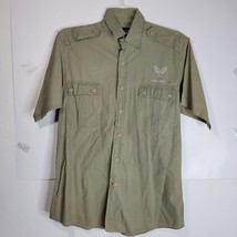 Men&#39;s Air Force short sleeve Button front khaki/green Shirt Size L 100% ... - £14.02 GBP