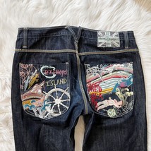 Artful Dodger Denim Jeans 36 Blood Red Sea Bishop Island Embroidered Y2K... - £46.73 GBP
