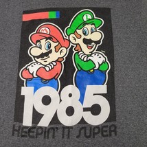 Super Mario Bros T Shirt Large Mario Luigi 1985 Keepin It Super Graphic Gray - £9.56 GBP