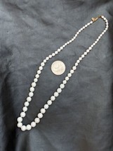 Vintage Miriam Haskell White Glass Bead Necklace Slide Clasp Knotted 28 Inch - £76.77 GBP