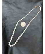 Vintage Miriam Haskell White Glass Bead Necklace Slide Clasp Knotted 28 ... - $94.04