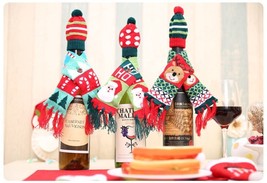 Christmas Wine Bottle Cover Decoration Xmas Santa Decorations Table Party Home - £3.75 GBP