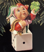 Hallmark Keepsake 1998 &quot;Good Luck Dice&quot; Jester W/CLOVER Leaf ORNAMENT-NEW - £6.04 GBP