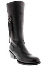 Womens Equestrian Leather Boots Black Riding Style Side Zipper Botas Vaquera - £74.57 GBP