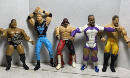Wrestling Figures 5 Assorted  Preowned The Rock, Macho Man Randy WWE &amp; NWO - £38.94 GBP
