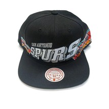 Mitchell &amp; Ness Mens NBA San Antonio Spurs Snapback Hat Cap Black Silver - £21.80 GBP