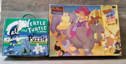 Disneys Aladdin Dr. Seuss Yertle the Turtle Floor Jigsaw Puzzle 63 PC Complete   - $18.50