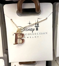 Disney Parks Mickey Mouse Faux Gem Letter B Gold Color Necklace NEW - £26.29 GBP