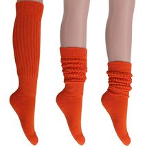 AWS/American Made Cotton Slouch Boot Socks Shoe Size 5 to 10 (orange 3 Pair) - £13.93 GBP