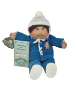 VINTAGE 1980's CABBAGE PATCH KIDS BABY BOY DOLL BROWN HAIR BLUE OUTFIT P... - $65.55