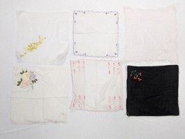 Handkerchief Hankies Embroidered Lot of 6 Vintage - $19.95