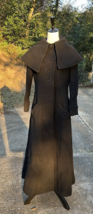 Vintage 1970s Steampunk Gothic Women&#39;s Long Black Coat Iconic Huge Collar - £198.90 GBP