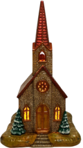 VTG Ceramic Church on Lighted Base with wind-up music - EUC - see video - $42.66