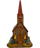 VTG Ceramic Church on Lighted Base with wind-up music - EUC - see video - $42.66