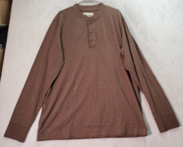 Eddie Bauer Shirt Mens Tall XL Brown 100% Cotton Long Raglan Sleeve Henley Neck - £22.57 GBP