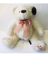 FAO Schwarz Fuzzy Plush Cream Teddy Bear 12&quot; Stuffed Animal Pink Peach R... - £14.95 GBP