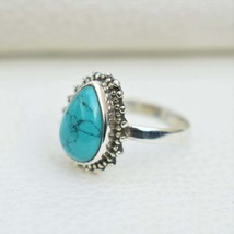 925 Solid Sterling Oval Turquoise Ring-Handmade SilverTeardro For Men And Women  - £61.62 GBP
